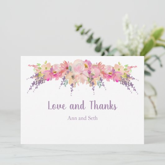 ピンクウォーター色フローラありがとう サンキューカード (スタンド正面)