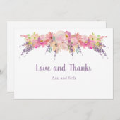 ピンクウォーター色フローラありがとう サンキューカード (正面/裏面)