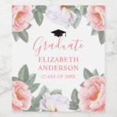 ピンクウォーター色フローラクラスのパーティー ワインラベル (シングルラベル)