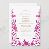 ピンクウォーター色フローラシノイセリーブライダルシャワー 招待状 (正面/裏面)