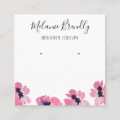 ピンクウォーター色フローラジュエリーイヤリングディスプレイ スクエア名刺 (正面)