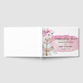 ピンクウォーター色フローラトライバルテペエベビーシャワー ゲストブック (全面)