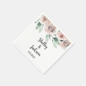 ピンクウォーター色フローラバラ結婚金ゴールド スタンダードカクテルナプキン (角)