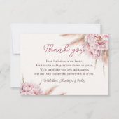ピンクウォーター色フローラベビーシャワーサンキューカード サンキューカード (正面)