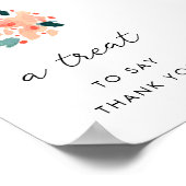 ピンクウォーター色フローラベビーシャワーテーブルサイン ポスター (角)