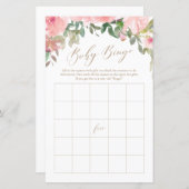 ピンクウォーター色フローラベビーシャワービンゴゲーム (正面/裏面)