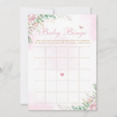ピンクウォーター色フローラベビーシャワービンゴゲーム 招待状 (正面)