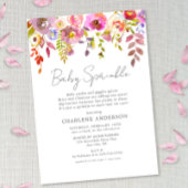 ピンクウォーター色フローラベビー散布 招待状