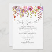 ピンクウォーター色フローラベビー散布 招待状 (正面)