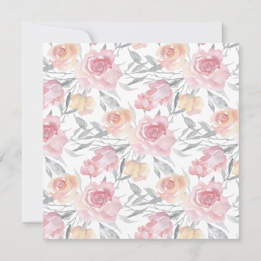 ピンクウォーター色フローラホイルバルーンベビー散布機 招待状 (裏面)