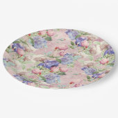 ピンクウォーター色フローラヴィンテージ ペーパープレート (アングル)