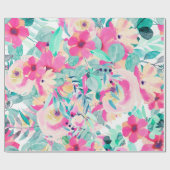 ピンクウォーター色フローラ包装紙 ラッピングペーパー (フラット)