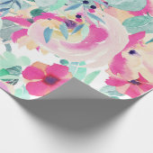 ピンクウォーター色フローラ包装紙 ラッピングペーパー (角)