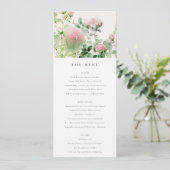 ピンクウォーター色フローラ庭園の結婚式メニューカード 招待状 (スタンド正面)
