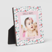 ピンクウォーター色フローラ新生児ガールフォト フォトプラーク (正面)