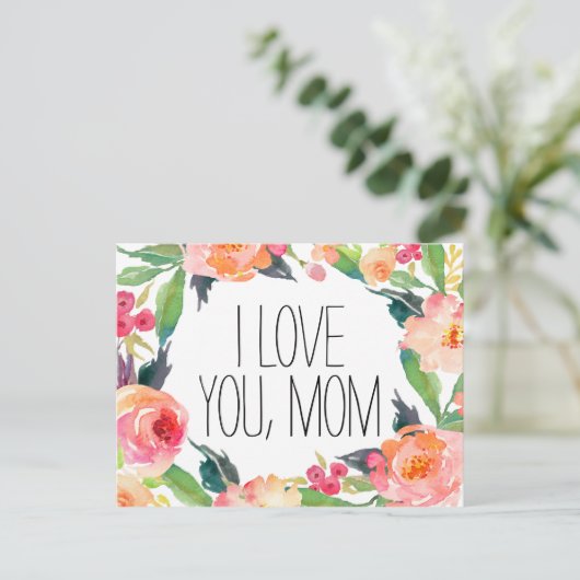 ピンクウォーター色フローラ母の日 ポストカード (スタンド正面)