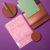 ピンクウォーター色フローラ結婚イラストレーション サンキューカード