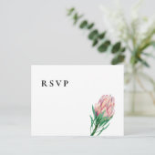 ピンクウォーター色フローラ結婚式RSVP | 食事のオプション インビテーションポストカード (スタンド正面)