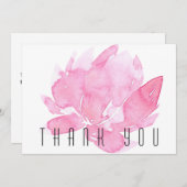 ピンクウォーター色フローラ葬式 サンキューカード (正面/裏面)