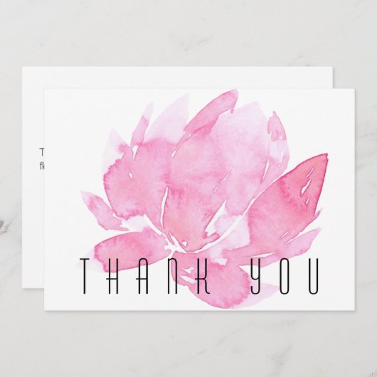 ピンクウォーター色フローラ葬式 サンキューカード (正面/裏面)