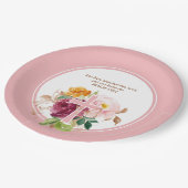 ピンクウォーター色フローラ&クロスバイブル聖句 ペーパープレート (アングル)