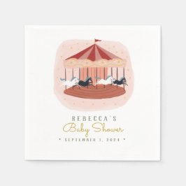 ピンクウォーター色回転木馬ベビーシャワーナプキンズ スタンダードカクテルナプキン