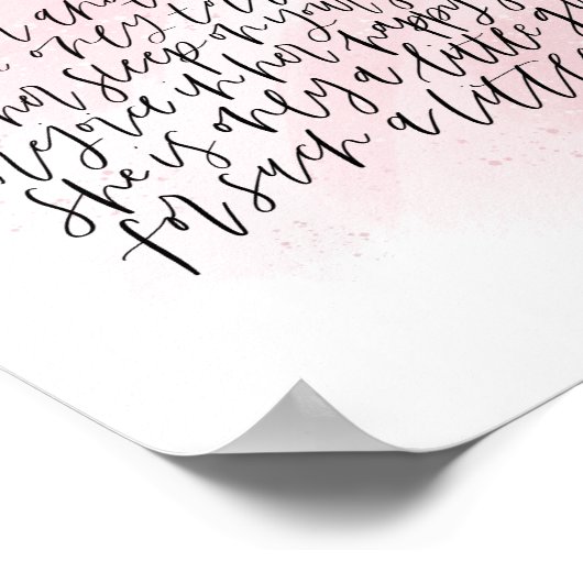 ピンクウォーター色小さな女の子子供部屋ポスター ポスター (角)