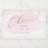 ピンクウォーター色応援フェイクバラ金ゴールド紙吹雪 スパークリングワインラベル (シングルラベル)