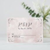 ピンクウォーター色抽象芸術結婚式RSVP 出欠カード (スタンド正面)