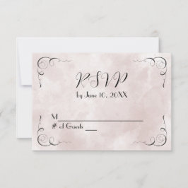 ピンクウォーター色抽象芸術結婚式RSVP 出欠カード