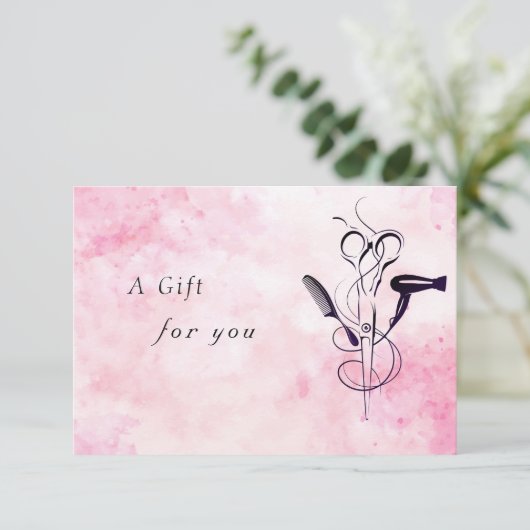 ピンクウォーター色美しいサロンギフト証明書 (スタンド正面)