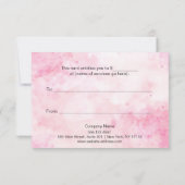 ピンクウォーター色美しいサロンギフト証明書 (裏面)