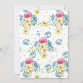 ピンクウォーター色蝶花模様誕生日 招待状 (裏面)