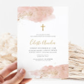 ピンクウォーター色金ゴールドクロスガールズバプテスマ 招待状