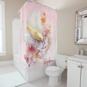 ピンクウォーター色金ゴールドコイ魚のフローラ パーソナライズされた シャワーカーテン (インサイチュ)