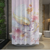 ピンクウォーター色金ゴールドコイ魚のフローラ パーソナライズされた シャワーカーテン