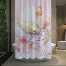 ピンクウォーター色金ゴールドコイ魚のフローラ パーソナライズされた シャワーカーテン