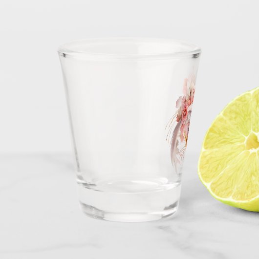 ピンクウォーター色金ゴールドコイ魚のフローラ パーソナライズされた ショットグラス (左)