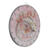 ピンクウォーター色金ゴールドコイ魚のフローラ パーソナライズされた ダーツボード (正面左)