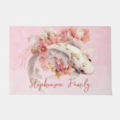 ピンクウォーター色金ゴールドコイ魚のフローラ パーソナライズされた ドアマット (正面)