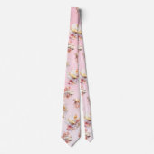 ピンクウォーター色金ゴールドコイ魚フローラ ネクタイ (正面)