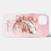 ピンクウォーター色金ゴールドコイ魚フローラ Case-Mate iPhoneケース (裏面 (横))