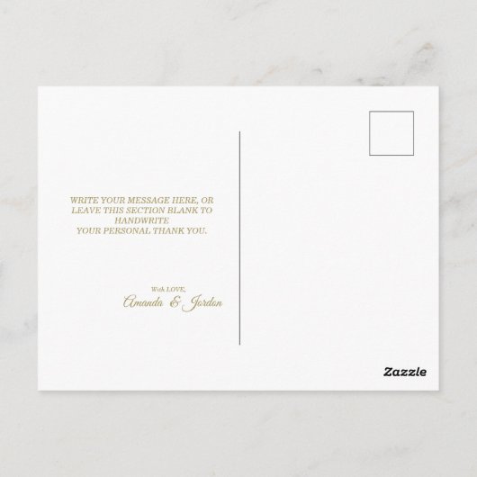 ピンクウォーター色金ゴールドタイプありがとうはがき ポストカード (裏面)