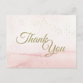ピンクウォーター色金ゴールドタイプありがとうはがき ポストカード (正面)