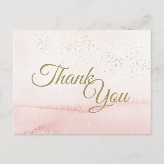 ピンクウォーター色金ゴールドタイプありがとうはがき ポストカード (正面)