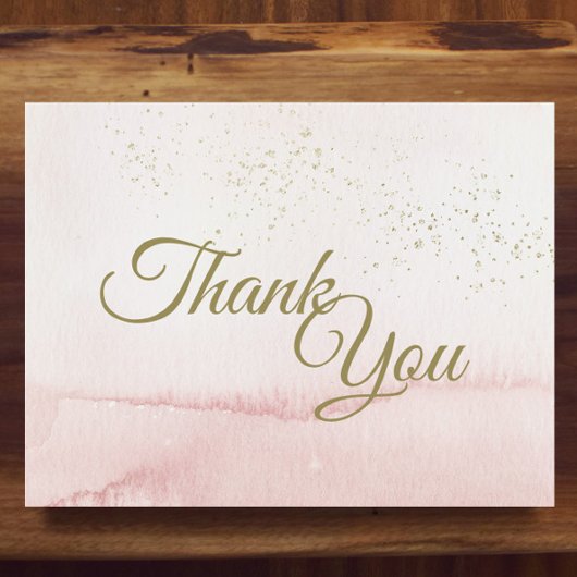 ピンクウォーター色金ゴールドタイプサンキューフラットカード サンキューカード