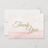 ピンクウォーター色金ゴールドタイプサンキューフラットカード サンキューカード (正面)