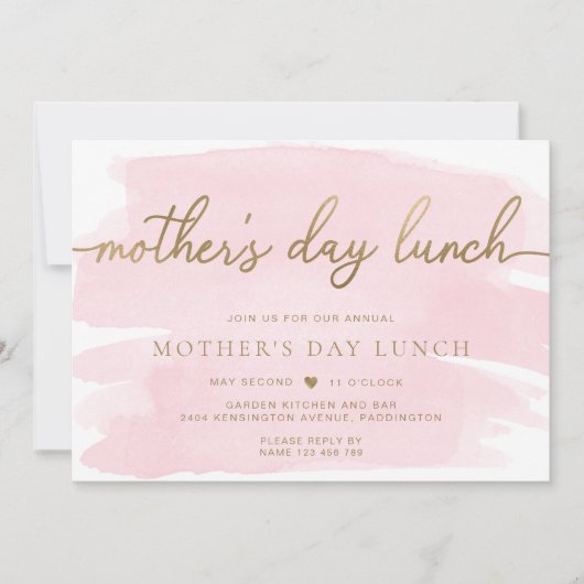 ピンクウォーター色金ゴールドマザーズデイランチ 招待状 (正面)