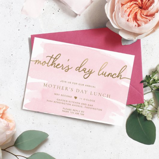 ピンクウォーター色金ゴールドマザーズデイランチ 招待状