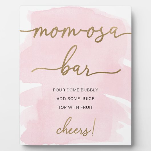 ピンクウォーター色金ゴールドマムオーサバー標識 フォトプラーク (正面)